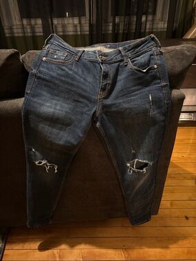 Old Navy Dark Blue Distressed Rockstar Super Skinny Jeans